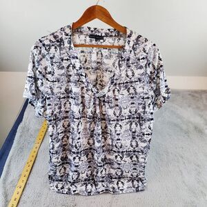 Napa Valley‎ Womens Top Sz XL Camo Short Sleeve V-Neck Tunic Blouse Shirt Sheer